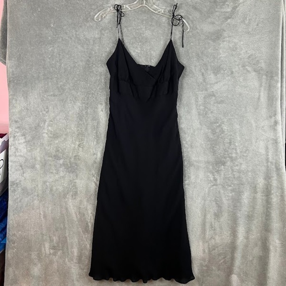 Vintage Y2K J Crew Slip Dress Womens 8 100% Silk Black Whimsigoth Romantic
